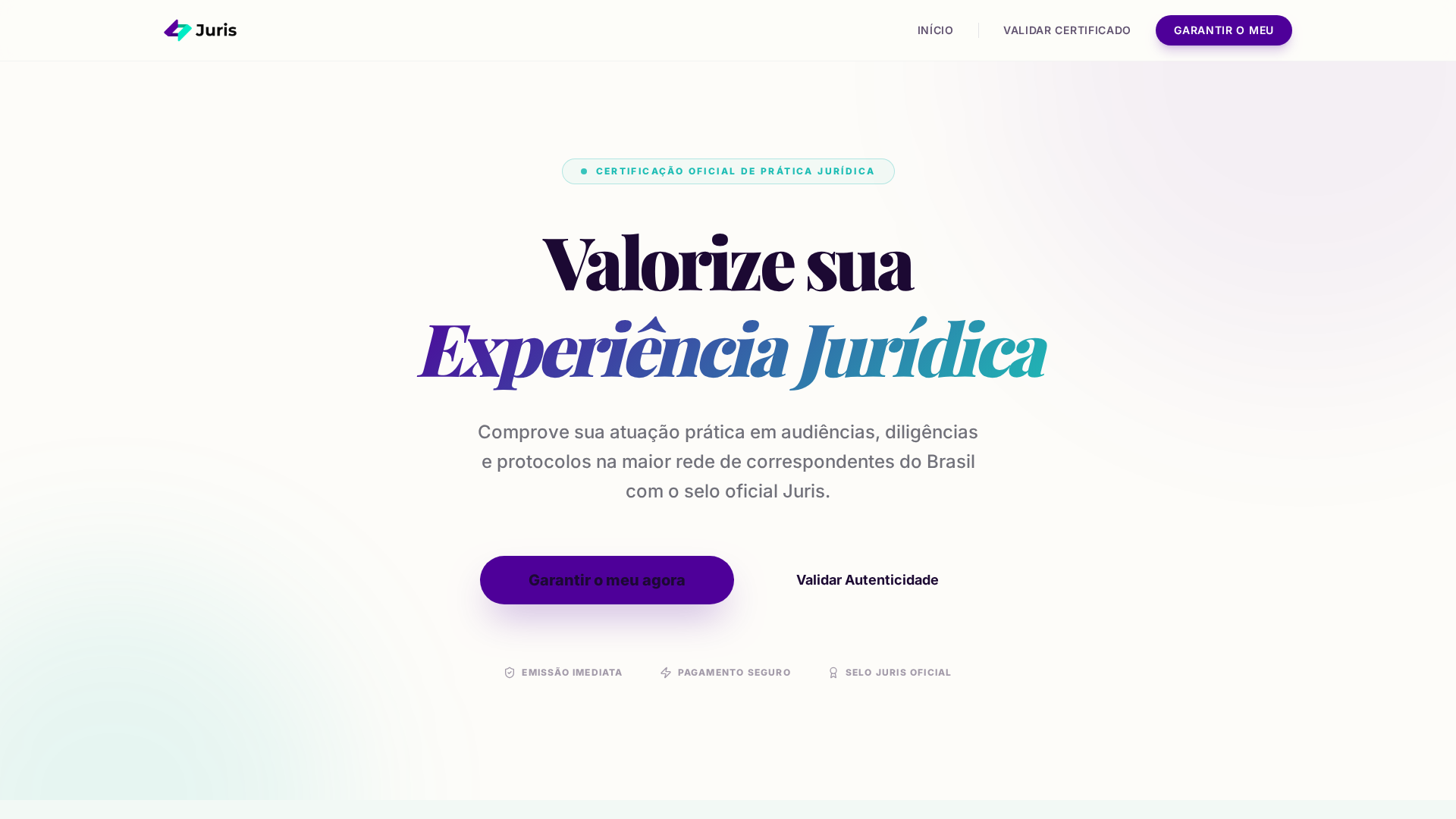 Imagem da plataforma de emissão digital de Certificado de Prática Jurídica.